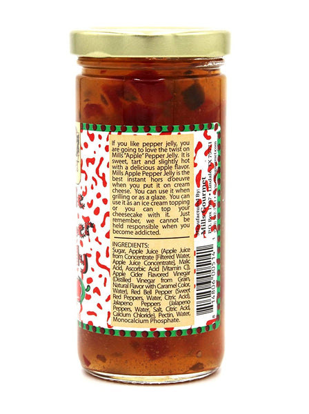 Mills Gourmet Apple Pepper Jelly - Bursting with Flavors of Fresh Crisp Apples, Sweet Red Bell Peppers, and Mildly Spicy Jalapeno Peppers - Made with Real Fruit and Veggies - 8 oz (224 g)