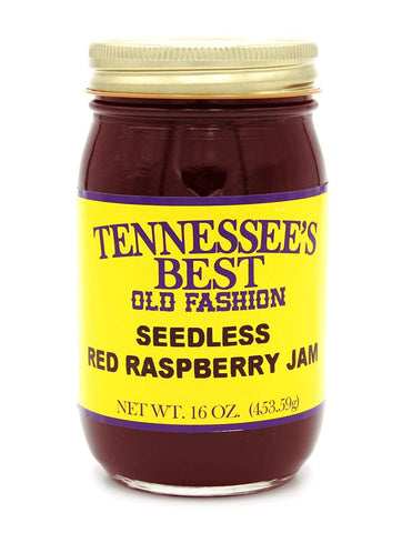 Tennessee’s Best Old Fashion Seedless Red Raspberry Jam | Handcrafted with Simple Ingredients - Raspberries and Sugar | All Natural Delicious Fruit Preserves Made in Small Batches - 16 oz Jar (454 g)