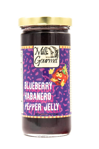 Mills Gourmet Blueberry Habanero Pepper Jelly | With Flavors of Spicy Habanero Peppers and Sweet, Tart Blueberries | All Natural and Fresh Ingredients - 8 oz Jar (224 g)