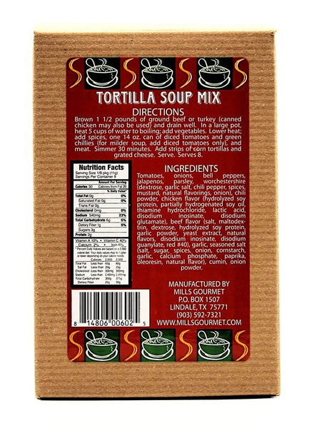 Mills Gourmet Tortilla Soup Mix | Made with Flavors of Tomatoes, Onions, Chicken, and Cumin | All Natural and Fresh Ingredients - 4 oz Box (113 g)