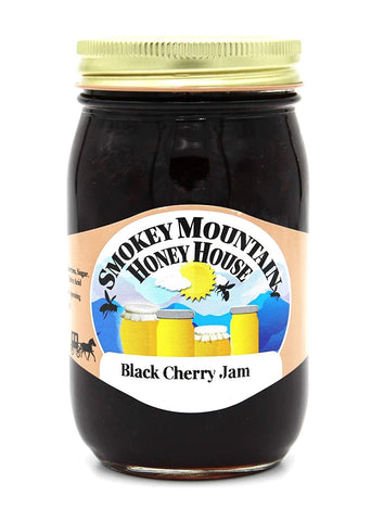 Smokey Mountain Honey House Black Cherry Jam - Gourmet Fruit Jam Made from Fresh Black Cherries - Unique and Rare Fruit Spread - From the Farm to the Table - 16 oz Jar