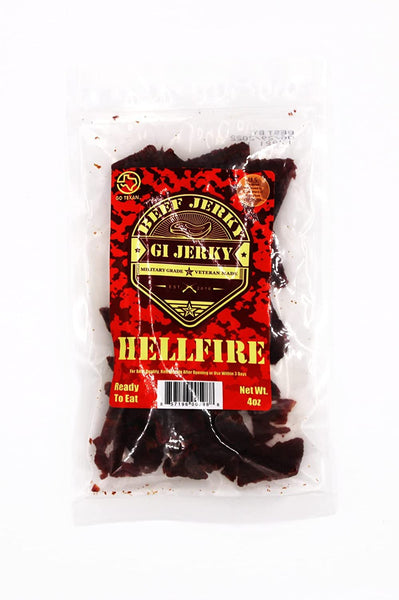 GI Jerky Beef Jerky - Hellfire - Hottest Variety - Veteran Owned - Made in the USA - Hellaciously Spicy Jerky Ready To Eat with Serious Military Grade Heat that Hits Like a Hellfire Missile - 4 oz