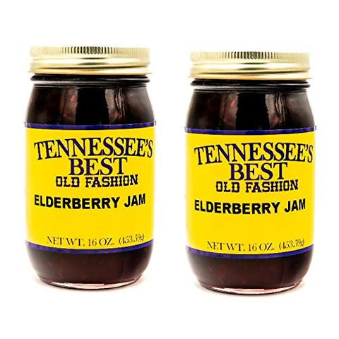 Tennessee’s Best Old Fashion Elderberry Jam Pack of Two Jars | Handcrafted with Simple Ingredients - Sugar and Elderberries| All Natural - Small Batch Made - Two 16 oz Jar (454 g)