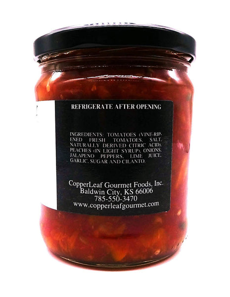 CopperLeaf Gourmet Peach Salsa - Medium | Handcrafted with Tomatoes, Onions, Peaches and a Hint of Lime | All Natural and Fresh Ingredients - 16 oz Jar (453 g)