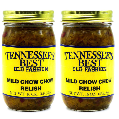 Tennessee's Best Old Fashion Mild Chow Chow Relish 2 Pack | Handcrafted in Small Batches with Simple Ingredients | All Natural, Gluten-free, Produce in a Jar - 16 oz Jar (454 g)…