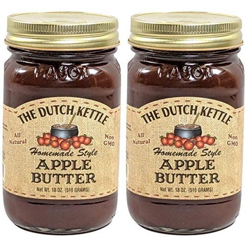 The Dutch Kettle Amish Homemade Style Apple Butter 2 - 18 Oz. Jars Made From The Finest Ingredients Non-GMO No Preservatives