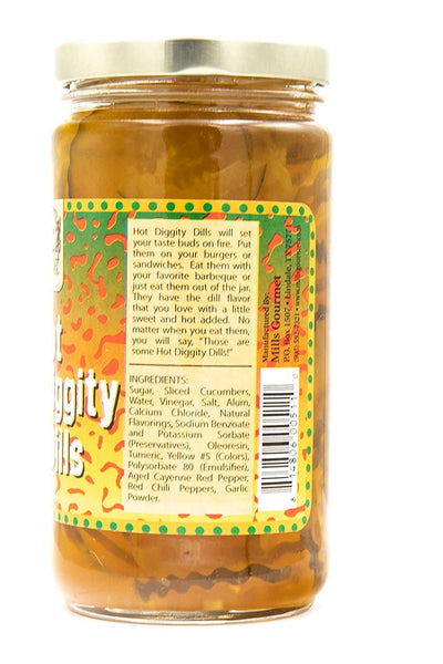 Mills Gourmet Hot Diggity Dills | With Flavors of Chilli Peppers and Crisp Cucumbers | All Natural and Fresh Ingredients - 12 oz Jar