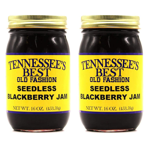 Tennessee’s Best Seedless Blackberry Jam - Two Pack - Handcrafted with Sugar, Blackberries and Strained to Remove Seeds - All Natural, Small Batch-Made - Two 16 oz Jars (454 g)