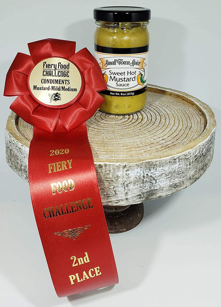 Deep Fork Small Town Spice Sweet Hot Mustard - Award Winning Spread - Sweet and Spicy Mustard Sauce Made with Jalapenos - 8 oz (227g)