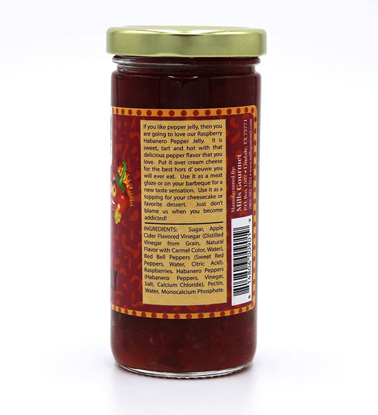 Mills Gourmet Raspberry Habanero Jelly - Bursting with Flavors of Spicy Habanero Peppers, Sweet Red Bell Peppers, and Raspberries - Made with Real Fruit and Veggies - 8 oz Jar (224 g)