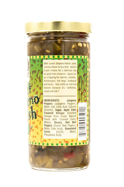 Mills Gourmet Sweet Jalapeno Relish | With Flavors of Jalapenos and Red Bell Peppers | All Natural and Fresh Ingredients - 8 oz Jar (224g)