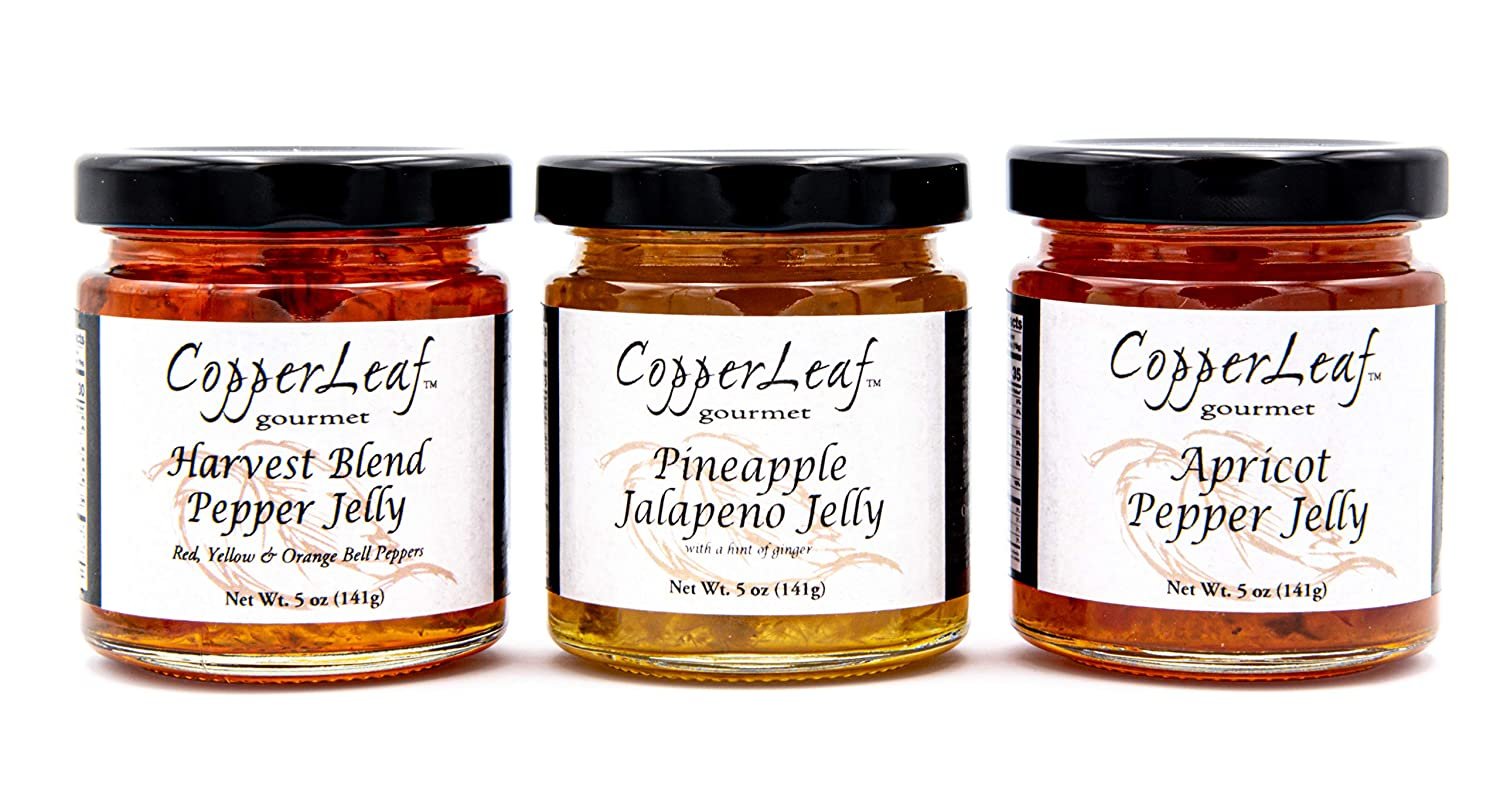 Copperleaf Gourmet | Bundle of 3 | Pineapple Jalapeno Jam, Harvest Blend Pepper Jelly, Apricot Pepper Jelly - Ultimate Flavor Filled - Sweet and Spicy - Three 5 oz Jars