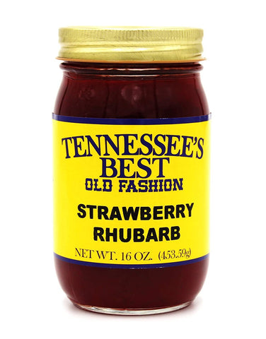 Tennessee’s Best Old Fashion Strawberry Rhubarb Jam - Handcrafted in Small Batches with Simple & All Natural Ingredients - Loaded with Delicious Flavors of Strawberries & Rhubarb - Gluten Free - 16 oz