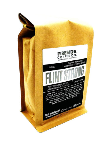 Fireside Coffee Company - Flint Strong Coffee 12 oz Bag - Farm Direct - Single Origin - Chocolate, Citrus, Almost - Roast: Dark - Small Batch Roasted: Ground - Flint Strong