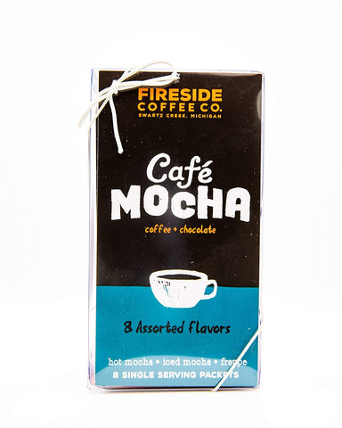 Fireside Coffee Company - Cafe Mocha Sampler Box - Assorted Flavors - Coffee and Chocolate - 8 Single Serving Packets - Cafe Mocha Sampler Box