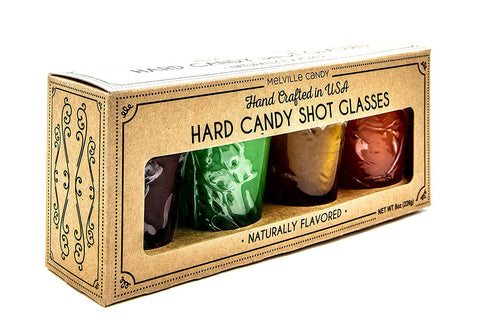 Melville Candy - Hard Candy Shot Glasses | Handcrafted in the USA | All Naturally Flavored Like Your Favorite Cocktails - 4 ct of 2-oz Shot Glasses - Hard Candy Edible Shot Glasses