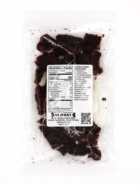 GI Jerky Beef Jerky - Locked & Loaded Lemon Pepper - Veteran Owned - Made in the USA - Savory Blend of Lemon Pepper Loaded with Serious Military Grade Flavorings that will Blow You Away - 4 oz