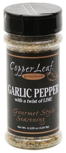 Copperleaf Gourmet Foods Garlic Pepper with a Hint of Lime Seasoning | Fresh and Savory | Perfect Addition to Meats and other Dishes | 4.125 oz (116.9g)