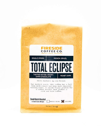 Fireside Coffee Company - Total Eclipse Ground Coffee 12 oz Bag - Farm Direct - Single Origin - Smoky, Dark Chocolate - Roast: Dark - Small Batch Roasted: Ground - Total Eclipse