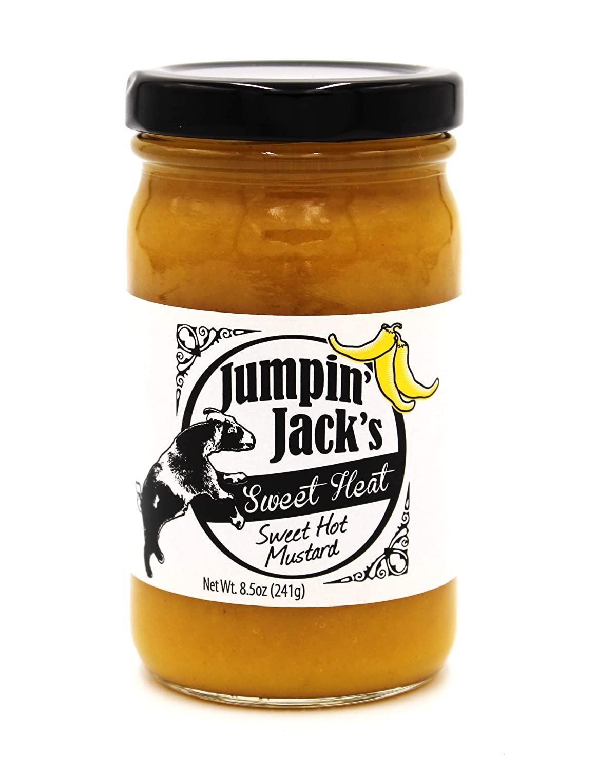 Jumpin’ Jack’s Sweet Heat Mustard - Banana Pepper Honey Mustard Sauce Made with Real Banana Peppers - Sweet & Mildly Spicy Honey Mustard Great for Dipping or Dressing - Mild Condiment Dip - 8.5 oz