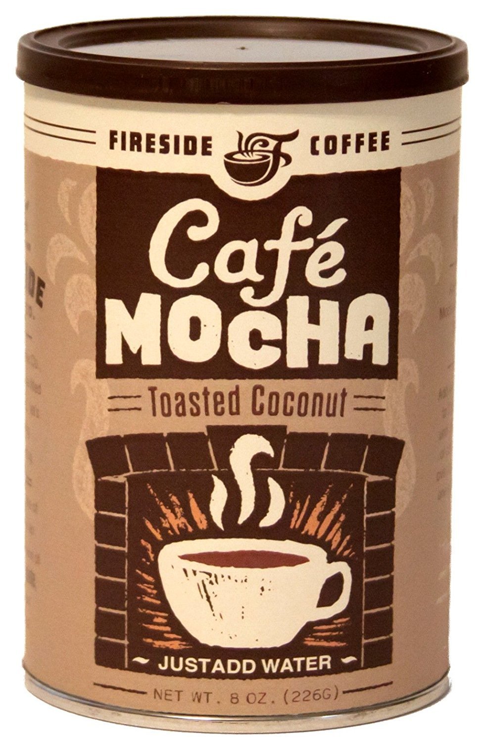 Fireside Coffee Cafe Mocha Instant Flavored Coffee 8 Ounce Canister - Toasted Coconut